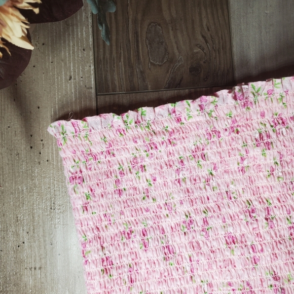 Expand-A-Band Binder Strapless Floral Pink Smocked Bandeau Women's Size XL EUC - Picture 7 of 16